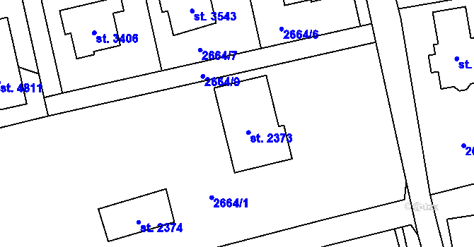 Parcela st. 2373 v KÚ Rožnov pod Radhoštěm, Katastrální mapa