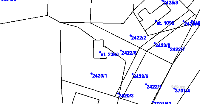 Parcela st. 2393 v KÚ Rožnov pod Radhoštěm, Katastrální mapa