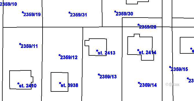 Parcela st. 2413 v KÚ Rožnov pod Radhoštěm, Katastrální mapa