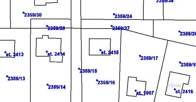 Parcela st. 2415 v KÚ Rožnov pod Radhoštěm, Katastrální mapa