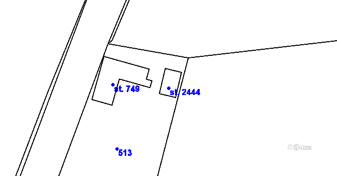Parcela st. 2444 v KÚ Rožnov pod Radhoštěm, Katastrální mapa