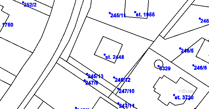 Parcela st. 2448 v KÚ Rožnov pod Radhoštěm, Katastrální mapa