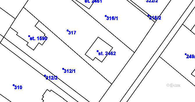 Parcela st. 2462 v KÚ Rožnov pod Radhoštěm, Katastrální mapa