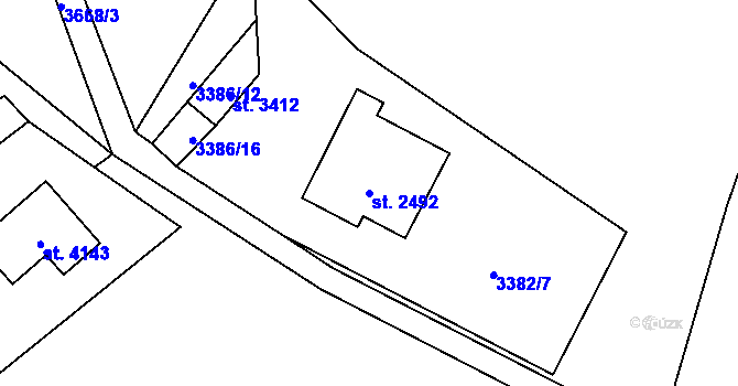 Parcela st. 2492 v KÚ Rožnov pod Radhoštěm, Katastrální mapa