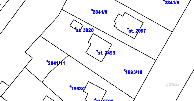 Parcela st. 2499 v KÚ Rožnov pod Radhoštěm, Katastrální mapa