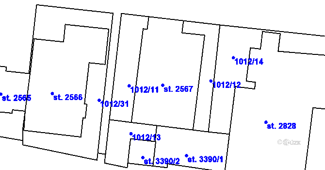 Parcela st. 2567 v KÚ Rožnov pod Radhoštěm, Katastrální mapa
