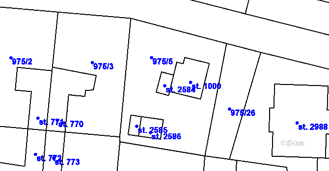 Parcela st. 2584 v KÚ Rožnov pod Radhoštěm, Katastrální mapa