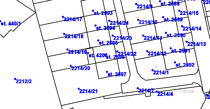 Parcela st. 2596 v KÚ Rožnov pod Radhoštěm, Katastrální mapa