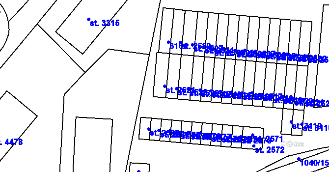 Parcela st. 2621 v KÚ Rožnov pod Radhoštěm, Katastrální mapa