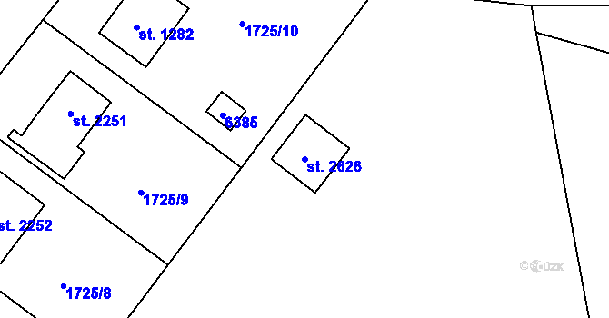 Parcela st. 2626 v KÚ Rožnov pod Radhoštěm, Katastrální mapa