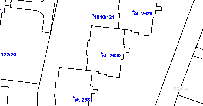 Parcela st. 2630 v KÚ Rožnov pod Radhoštěm, Katastrální mapa