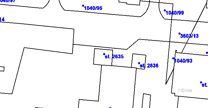 Parcela st. 2635 v KÚ Rožnov pod Radhoštěm, Katastrální mapa