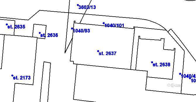 Parcela st. 2637 v KÚ Rožnov pod Radhoštěm, Katastrální mapa