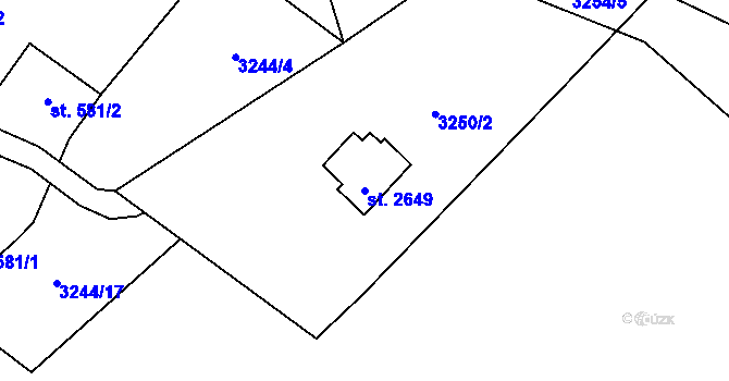 Parcela st. 2649 v KÚ Rožnov pod Radhoštěm, Katastrální mapa