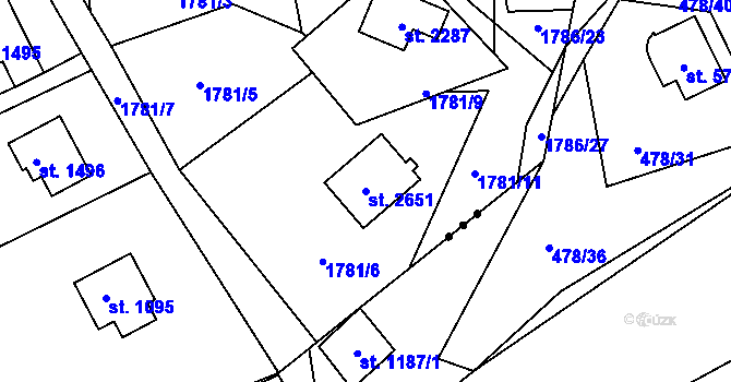 Parcela st. 2651 v KÚ Rožnov pod Radhoštěm, Katastrální mapa