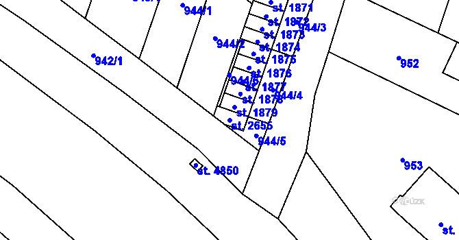 Parcela st. 2655 v KÚ Rožnov pod Radhoštěm, Katastrální mapa