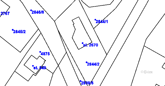Parcela st. 2670 v KÚ Rožnov pod Radhoštěm, Katastrální mapa