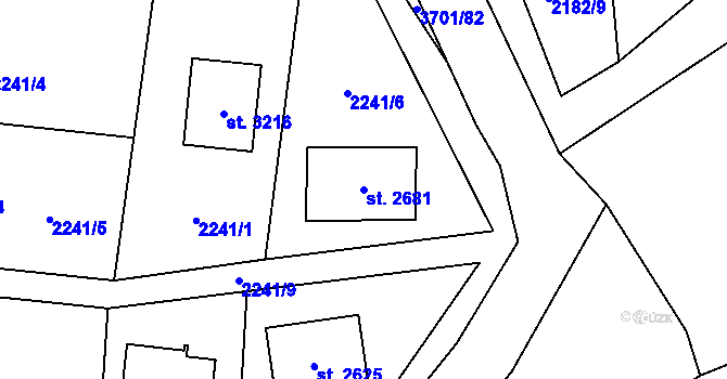 Parcela st. 2681 v KÚ Rožnov pod Radhoštěm, Katastrální mapa