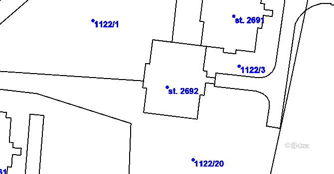 Parcela st. 2692 v KÚ Rožnov pod Radhoštěm, Katastrální mapa