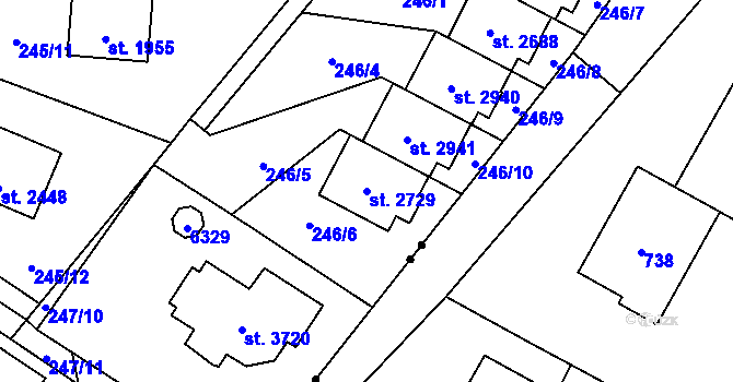 Parcela st. 2729 v KÚ Rožnov pod Radhoštěm, Katastrální mapa