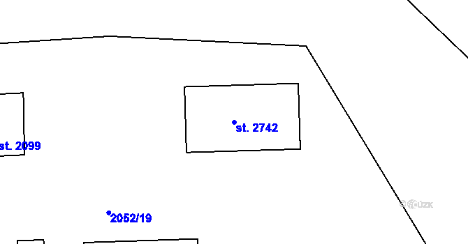 Parcela st. 2742 v KÚ Rožnov pod Radhoštěm, Katastrální mapa