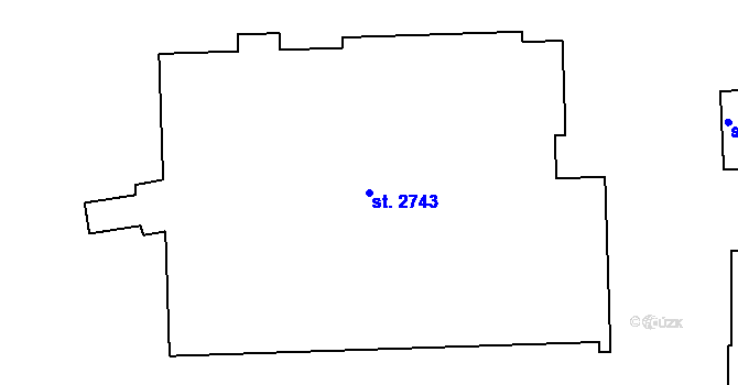 Parcela st. 2743 v KÚ Rožnov pod Radhoštěm, Katastrální mapa