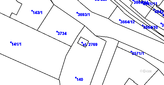 Parcela st. 2769 v KÚ Rožnov pod Radhoštěm, Katastrální mapa