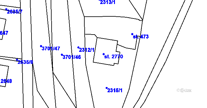 Parcela st. 2770 v KÚ Rožnov pod Radhoštěm, Katastrální mapa