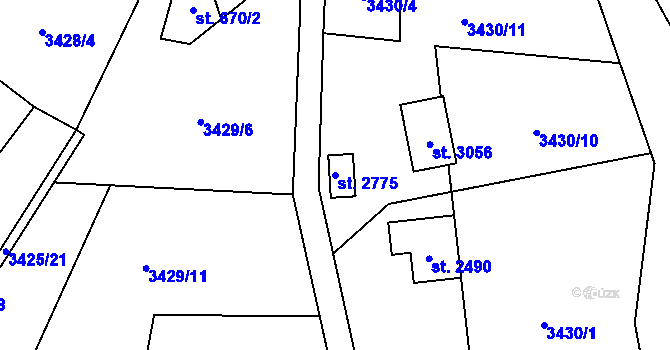 Parcela st. 2775 v KÚ Rožnov pod Radhoštěm, Katastrální mapa
