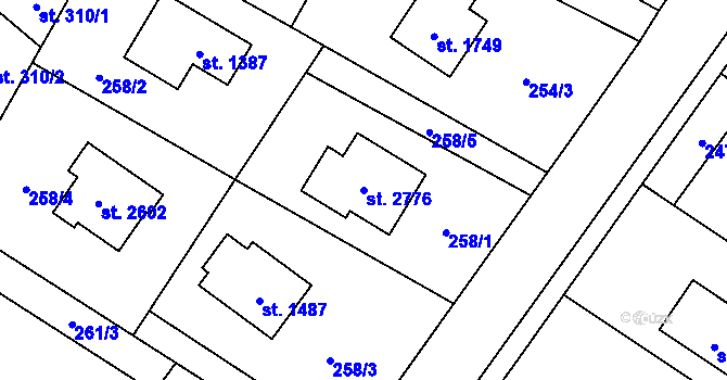 Parcela st. 2776 v KÚ Rožnov pod Radhoštěm, Katastrální mapa