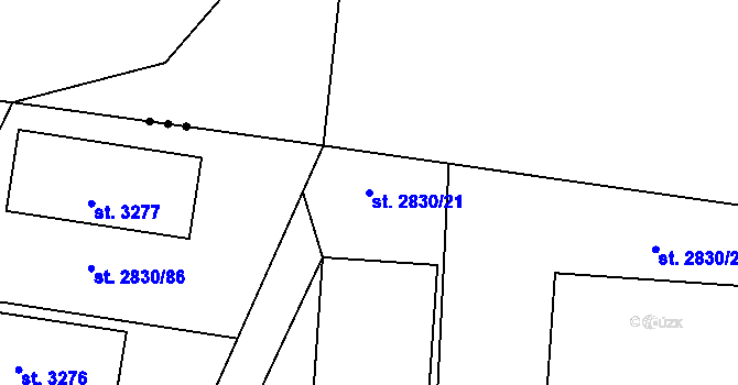 Parcela st. 2830/21 v KÚ Rožnov pod Radhoštěm, Katastrální mapa