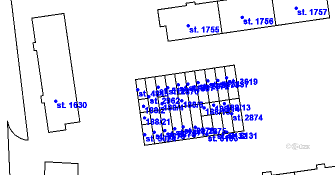 Parcela st. 2870 v KÚ Rožnov pod Radhoštěm, Katastrální mapa