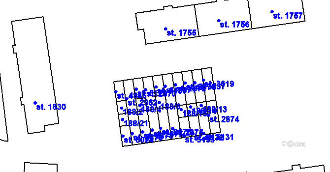 Parcela st. 2871 v KÚ Rožnov pod Radhoštěm, Katastrální mapa