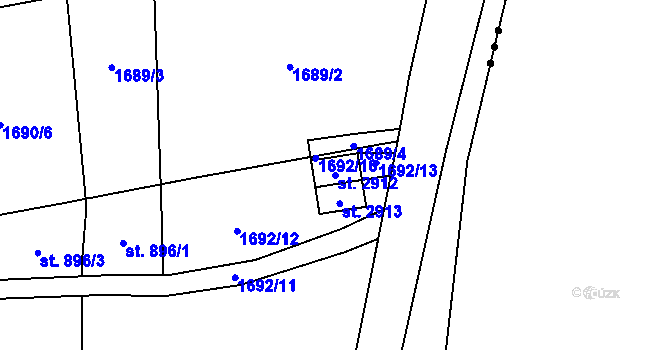 Parcela st. 2912 v KÚ Rožnov pod Radhoštěm, Katastrální mapa