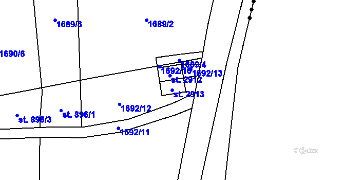 Parcela st. 2913 v KÚ Rožnov pod Radhoštěm, Katastrální mapa