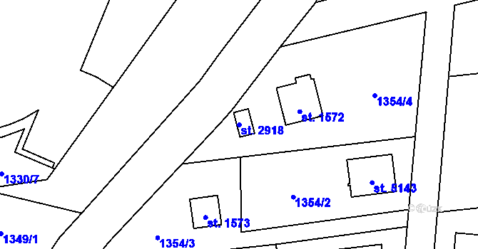 Parcela st. 2918 v KÚ Rožnov pod Radhoštěm, Katastrální mapa
