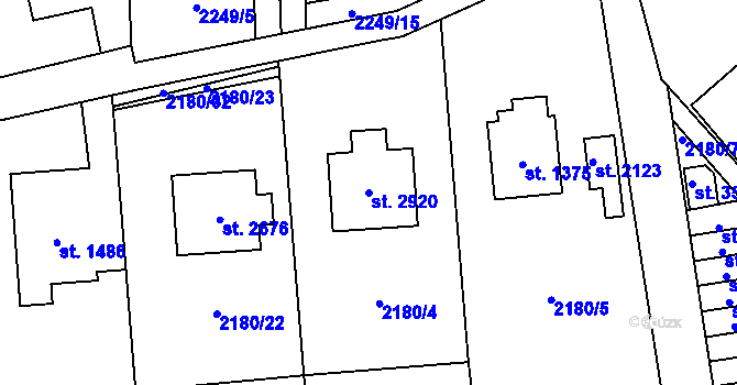 Parcela st. 2920 v KÚ Rožnov pod Radhoštěm, Katastrální mapa