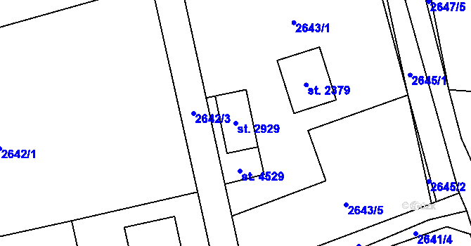 Parcela st. 2929 v KÚ Rožnov pod Radhoštěm, Katastrální mapa