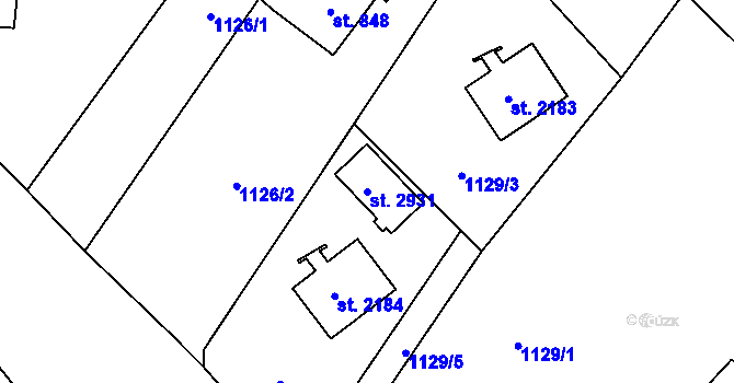 Parcela st. 2931 v KÚ Rožnov pod Radhoštěm, Katastrální mapa