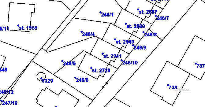 Parcela st. 2941 v KÚ Rožnov pod Radhoštěm, Katastrální mapa