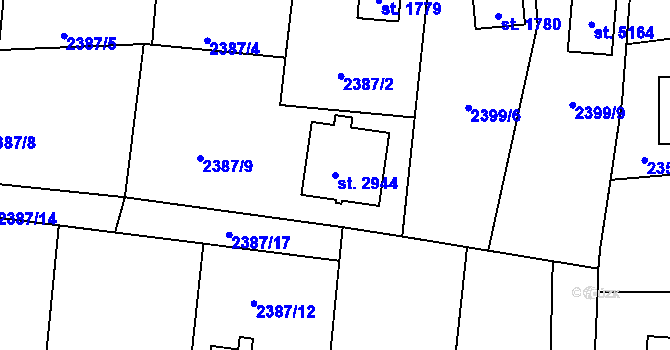 Parcela st. 2944 v KÚ Rožnov pod Radhoštěm, Katastrální mapa
