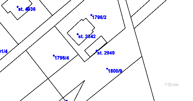 Parcela st. 2949 v KÚ Rožnov pod Radhoštěm, Katastrální mapa