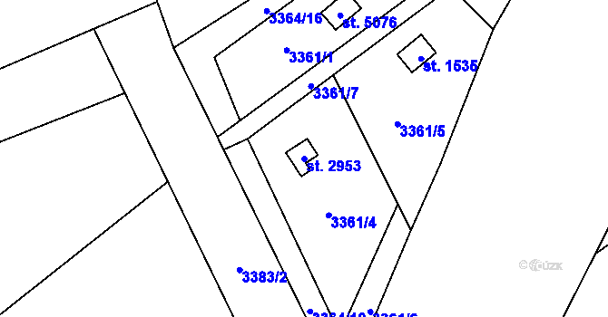 Parcela st. 2953 v KÚ Rožnov pod Radhoštěm, Katastrální mapa