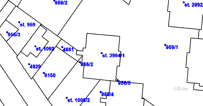 Parcela st. 2994/1 v KÚ Rožnov pod Radhoštěm, Katastrální mapa