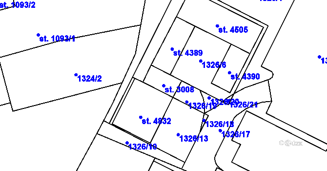 Parcela st. 3008 v KÚ Rožnov pod Radhoštěm, Katastrální mapa
