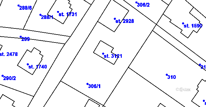 Parcela st. 3121 v KÚ Rožnov pod Radhoštěm, Katastrální mapa