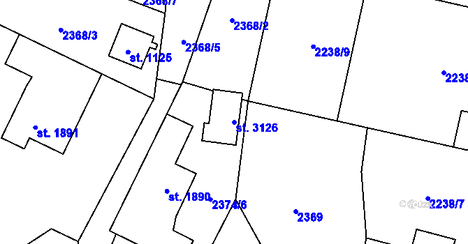 Parcela st. 3126 v KÚ Rožnov pod Radhoštěm, Katastrální mapa