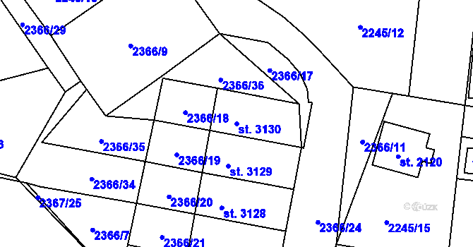 Parcela st. 3130 v KÚ Rožnov pod Radhoštěm, Katastrální mapa