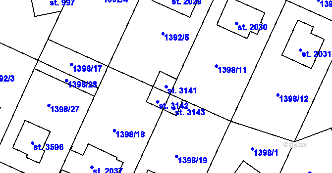 Parcela st. 3141 v KÚ Rožnov pod Radhoštěm, Katastrální mapa