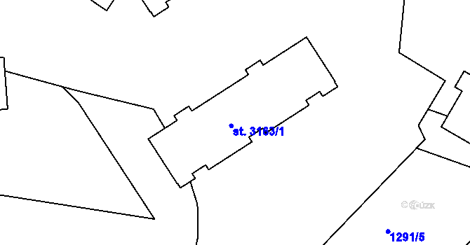 Parcela st. 3163/1 v KÚ Rožnov pod Radhoštěm, Katastrální mapa